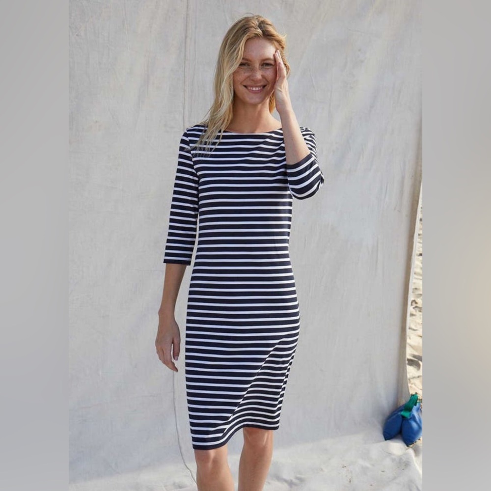 NWT Saint James Propriano Black & White Nautical Stripe Dress Size 8